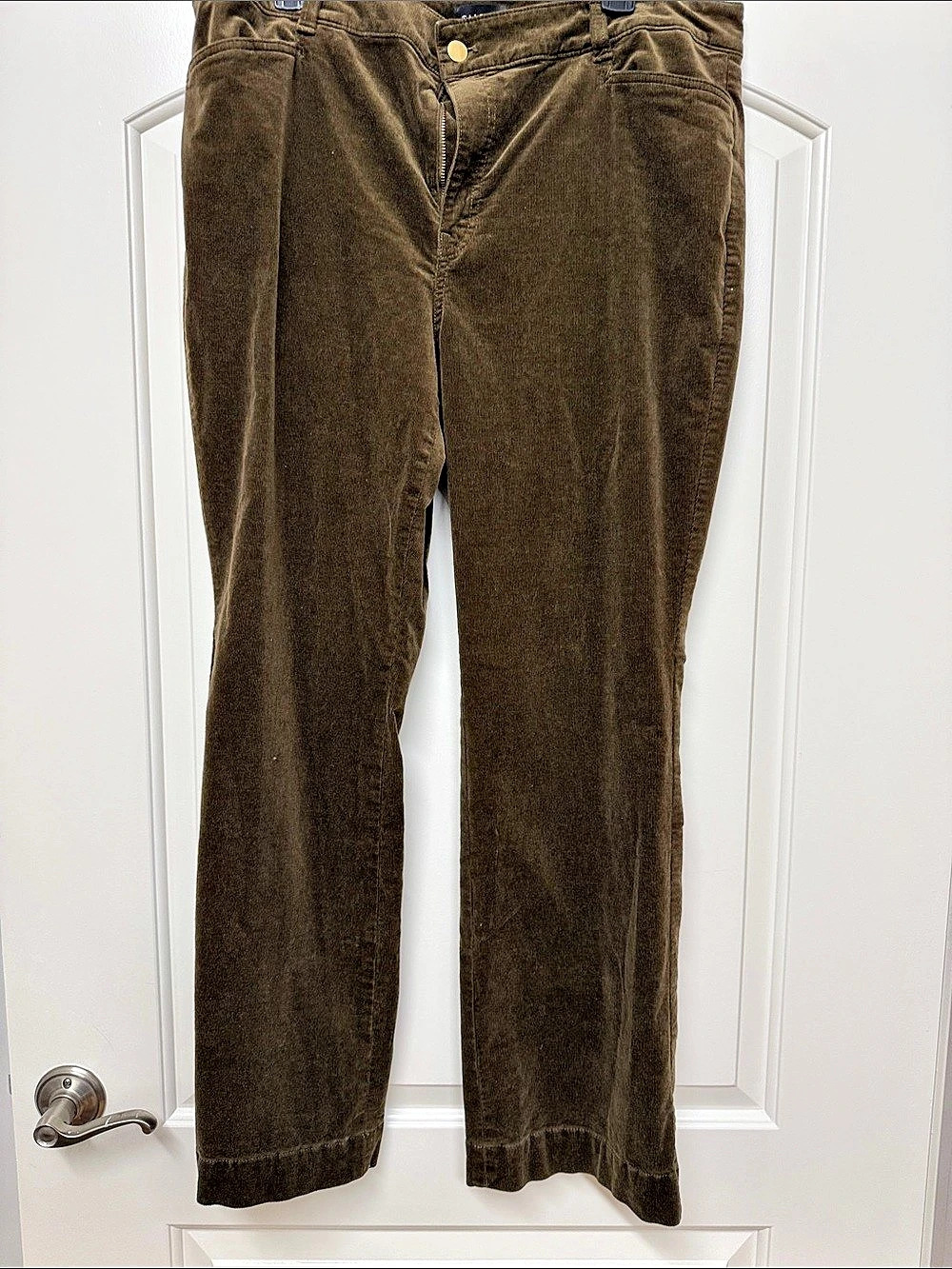 Talbots Corduroy Straight Leg Pants Size 14W Olive Greenish Brown